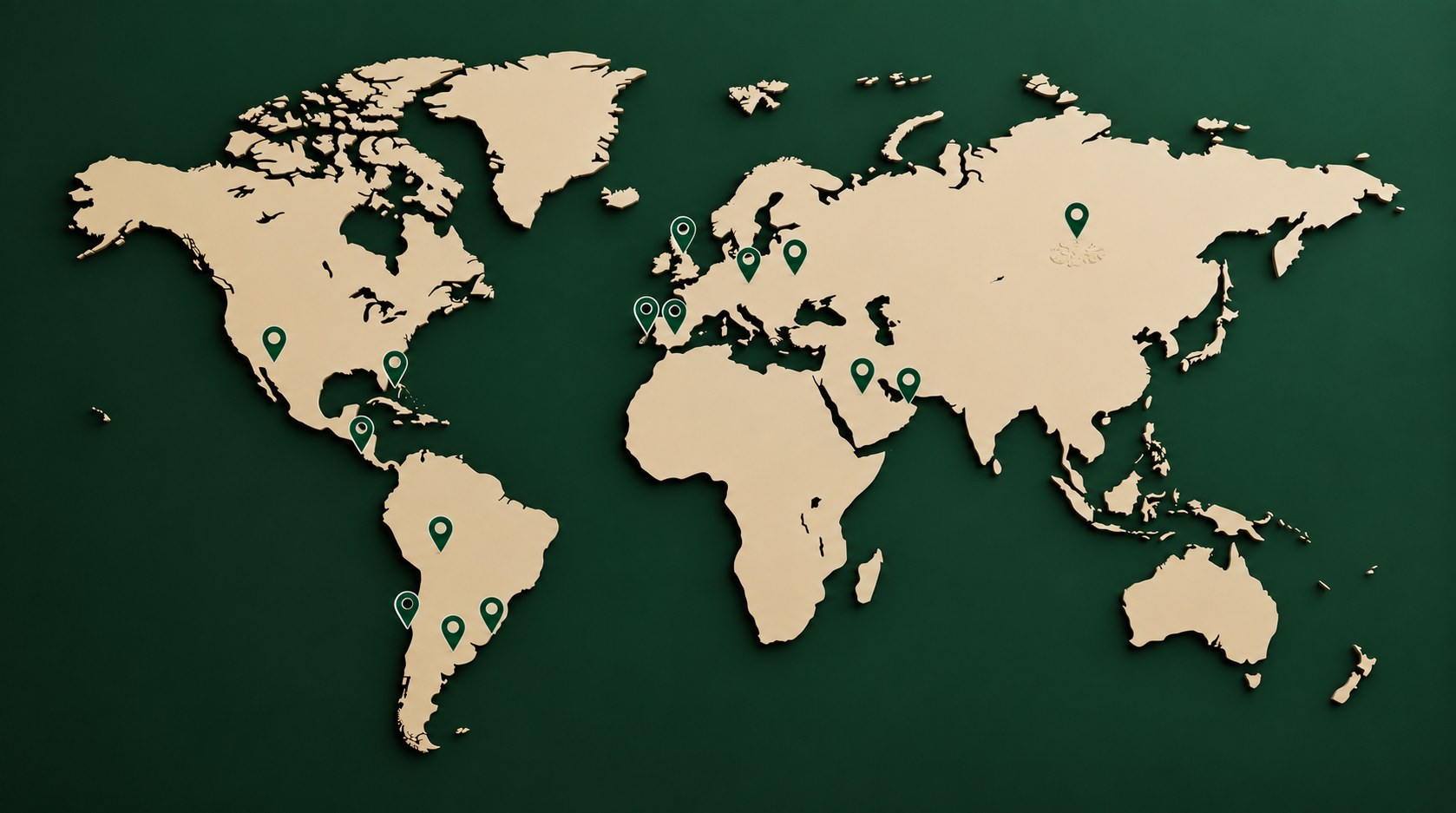 World map with Montieri Global's markets